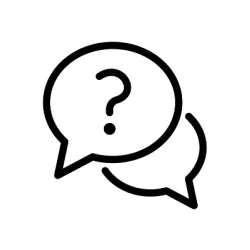 Two speech bubbles, one with a question mark, symbolizing questions and answers icons.